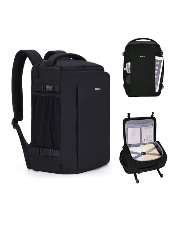 ECOHUB® Large Travel Backpack for Men Women,30L Carry On Personal Item Backpack 18x14x8 | 17.3” Laptop Backpack with USB Charging Port, Water Resistant Business Backpack(Black)