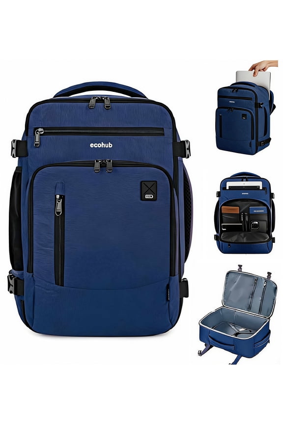 Travel Backpack with 16 Pockets,Airline Approved Carry on Luggage, Waterproof Personal Item Bag for Weekender Business Hiking(Blue Bag)