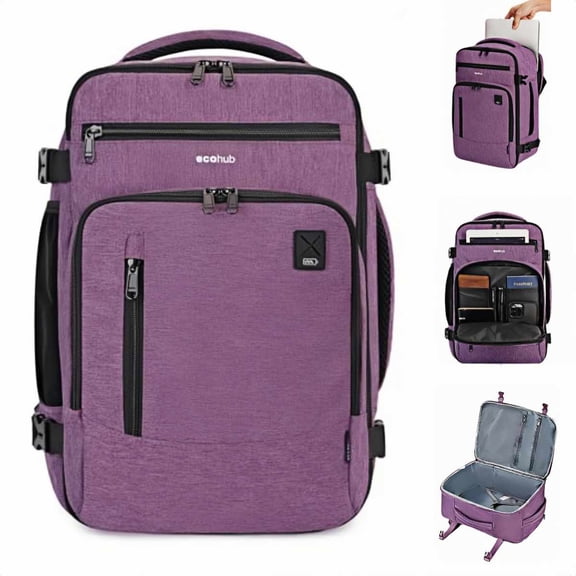 WANDF Lightweight Travel Backpack,Airline Approved Carry on Luggage With 16 Pockets,Waterproof Personal Item Bag Fit 15.6" Laptop,Casual Daypack for Weekender Business Hiking(Pink Bag)