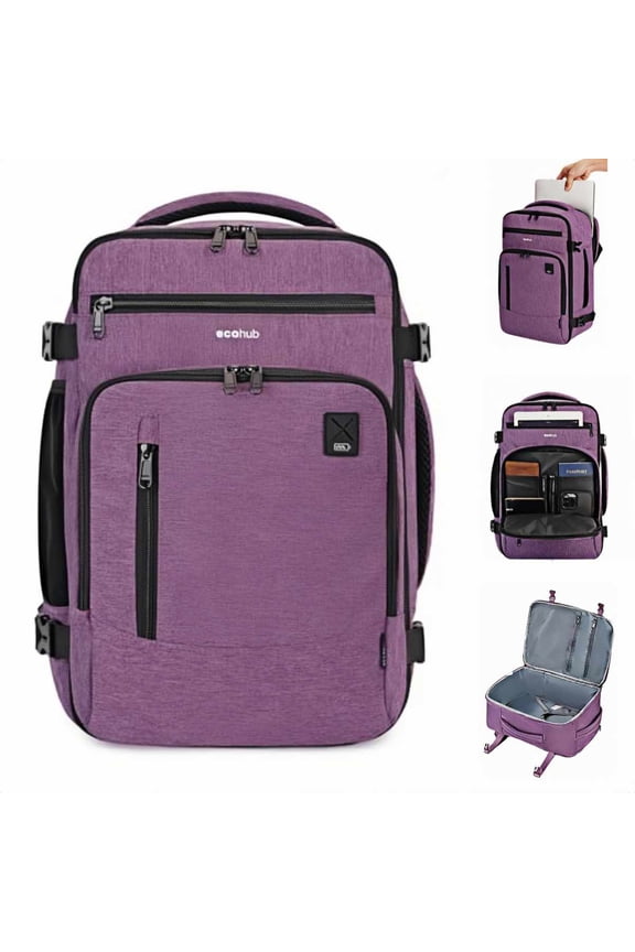 Lightweight Travel Backpack,Airline Approved Carry on Luggage With 16 Pockets,Waterproof Personal Item Bag Fit 15.6" Laptop,Casual Daypack for Weekender Business Hiking(Pink Bag)