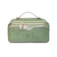 thumbnail image 1 of WANDF Travel Makeup Bag,Toiletry Bag for Women, Suede  Make Up Bag Cosmetic Organizer with Metal Zipper,Handling Bathroom Bag(Green), 1 of 10