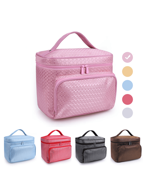 Makeup Bag for Women Men,Travel Cases Cosmetic Bag with Handle Make Up Organizer,Toiletry Organizer Portable Bathroom Bag(Pink Bag)