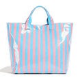 thumbnail image 1 of WANDF PVC Tote Bag for Women,Plastic Tote Bags for Shopping,Travel,Work,Classic Woman Handbags with Inner Pocket,Eco-Friendly Gift Bag for Ladies,Mom,Sister,Besties(Blue Pink Stripe), 1 of 9