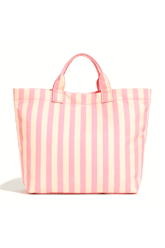 PVC Tote Bag for Women,Plastic Tote Bags for Shopping,Travel,Work,Classic Woman Handbags with Inner Pocket,Eco-Friendly Gift Bag for Ladies,Mom,Sister,Besties(Beige Pink Stripe)