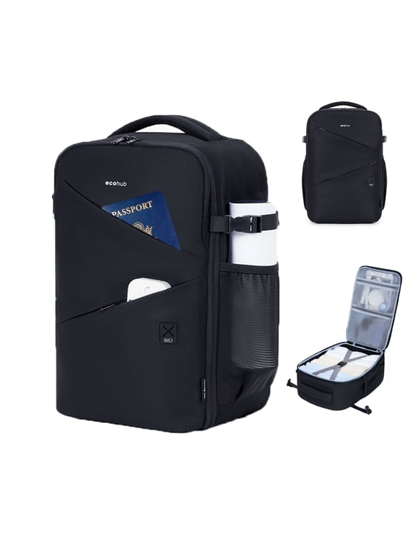 Small Travel Backpack for Men Women,Personal Item Travel Bag 17x10x9 for United Airlines,20L Under Seat Carry On Backpack,14 inch Laptop Backpack for Work,College,Business(Black)