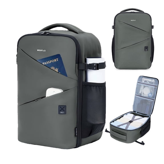 WANDF Small Travel Backpack for Men Women,Personal Item Travel Bag 17x10x9 for United Airlines,20L Carry On Backpack with USB Charging Port,14 inch Laptop Backpack for Work,College,Business(Gray)