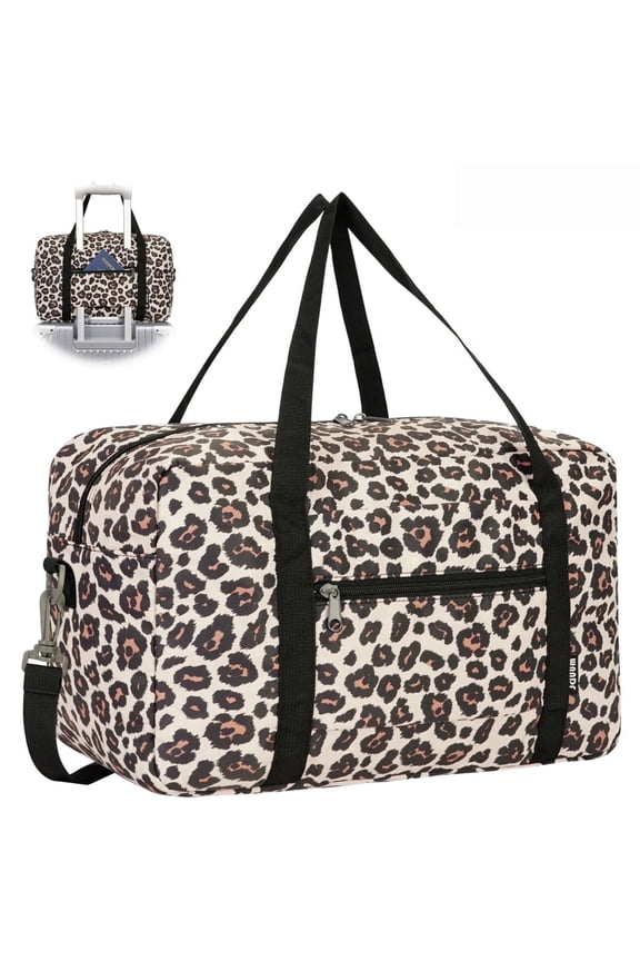 Leopard Print Duffle Bag Weekender Bags for Women, Spirit Airline Personal Item Bag, Carry on Overnight Bag with Adjustable Strap, Lightweight Gym Bag Waterproof Travel Bag