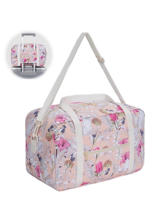 Travel Duffel Bags for Women,Airline Approved Carry on Luggage, Lightweight Personal Item Bag 18X14X8 with Trolley Sleeve,Waterproof Overnight Weekender Bag