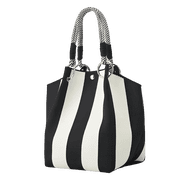 WANDF Small Woven Tote Bag for Women,Mini Knit Handbag Crochet Purse with Magnetic Closure,Striped Bucket Bag for Ladies,Sister,Mom,AuntBlack White Striped