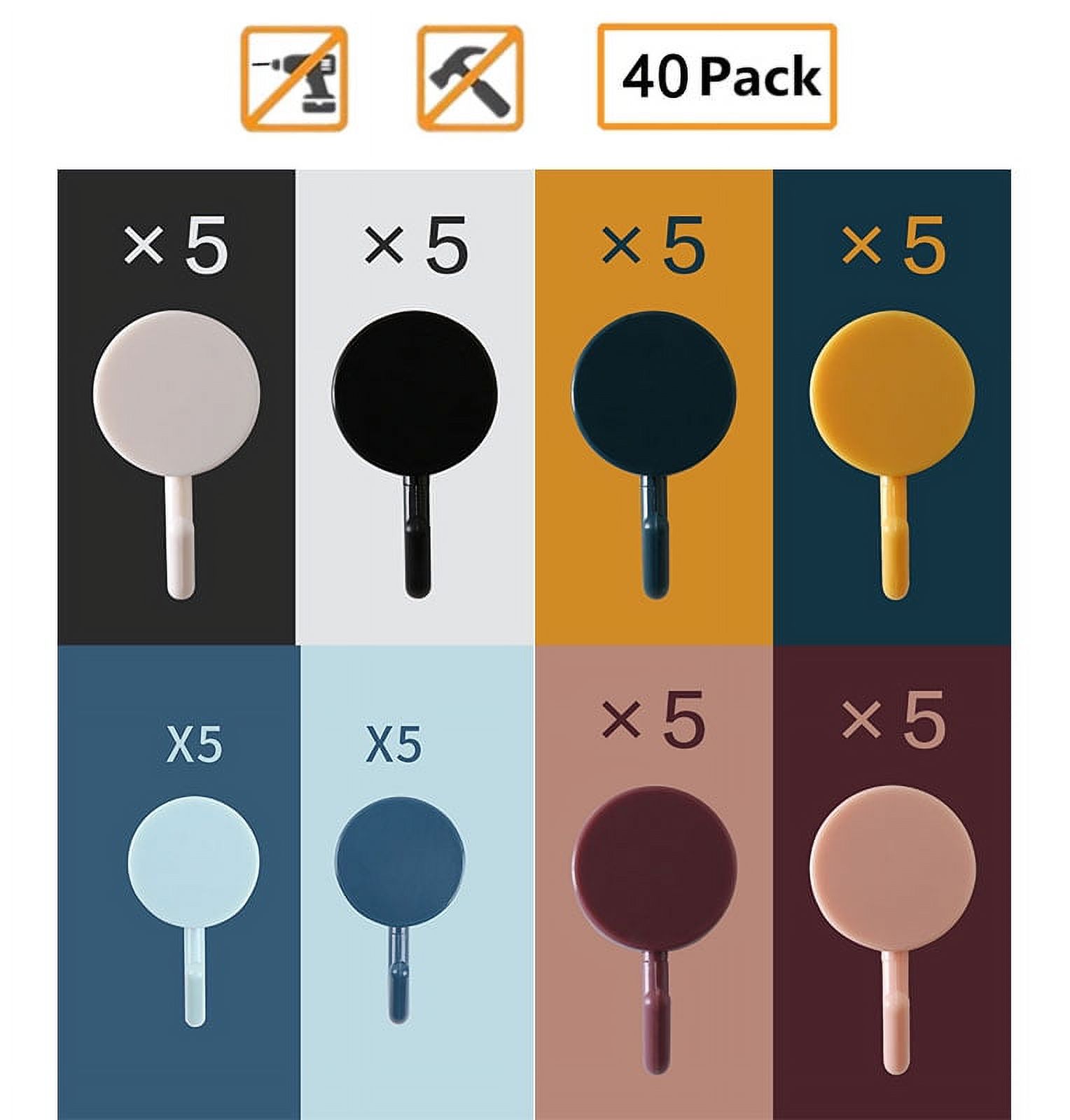 WANDF Sticky Hooks 40 Pack for Hanging Wall Hooks Self Sticky Hooks