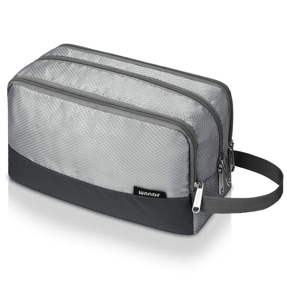 WANDF Toiletry Bag for Men, Hanging Travel Dopp Kit Bag,Lightweight Water Resistant Small Shaving Bag Bathroom Cosmetic Organizer for Women, Grey
