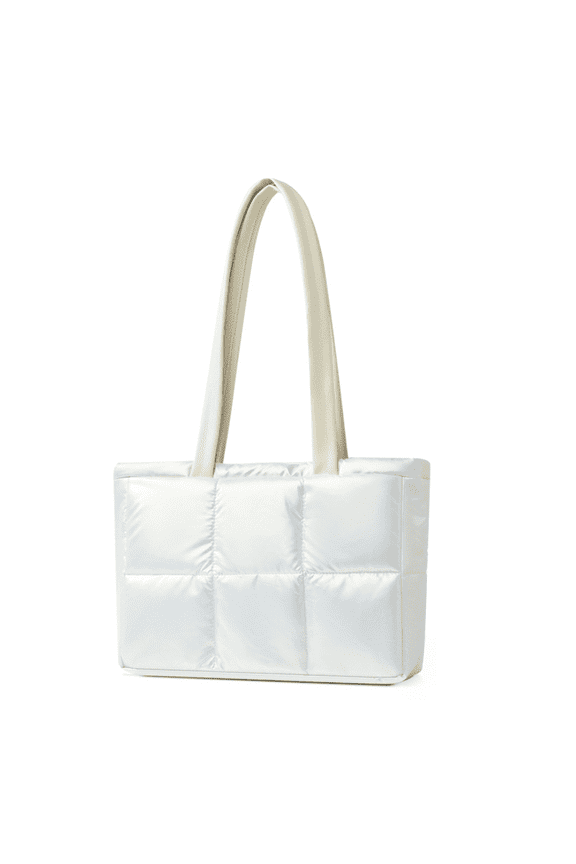 Tote Bag for Women,Lightweight Puffer Tote Bag for Ladies with Cloud-Like Softness, Water-Resistant Shoulder Bag Large Handbag for Travel,Daily,Commute,Shopping(White Bag)