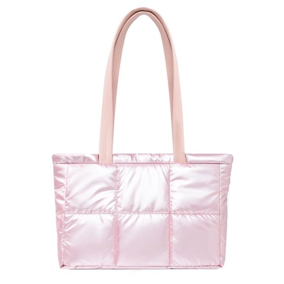 WANDF Tote Bag for Women,Lightweight Puffer Tote Bag for Ladies with Cloud-Like Softness, Water-Resistant Shoulder Bag Large Handbag for Travel,Daily,Commute,Shopping(Pink Bag)