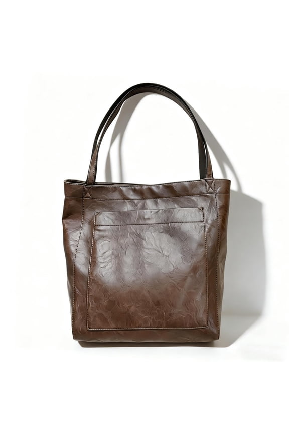 Tote Bag for Women,Vegan Leather Shoulder Bag with Magnetic Closure,Waterproof Handbag Purse with Front Pocket for Work Travel Shopping Daily(Dark Brown Bag)