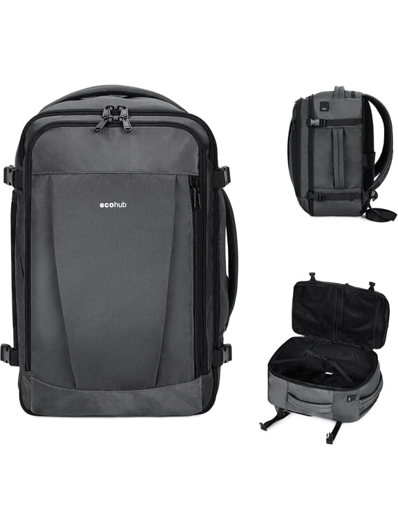 Travel Backpack 13 Pockets Carry On Personal Item Bag 18x14x8 for Spirit Airlines, 30L Waterproof Laptop Backpack Weekender Bag for Men Women, Daypack for Business Travel Gym, Grey