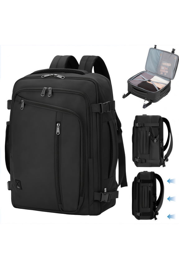 Expandable Travel Backpack 17 In Laptop Backpack with Wet Pocket For Spirit Airlines,Underseat personal item travel bag Hand Luggage, Large Casual Daypack for Weekender Business(Black Bag)