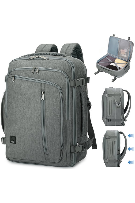 Expandable Travel Backpack 17 In Laptop Carry On Backpack with USB Pocket Wet Pocket,Waterproof Underseat personal item travel bag, Large Casual Daypack for Weekender Business(Gray Bag)