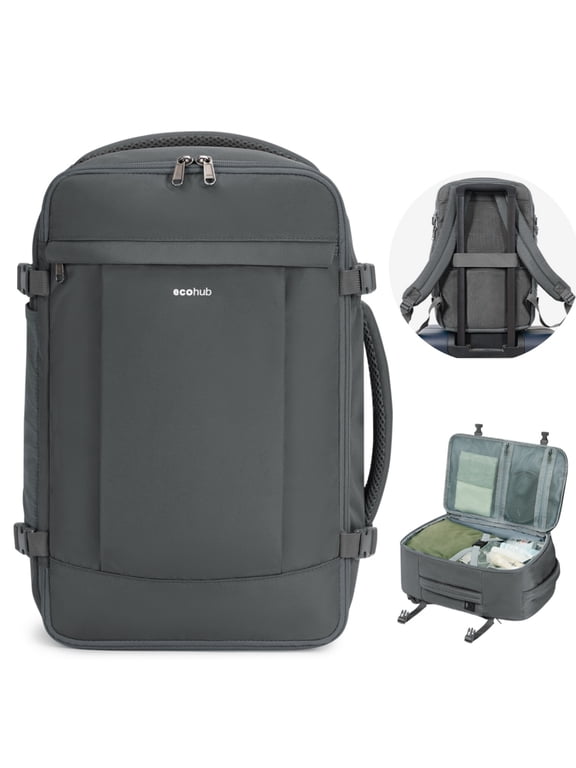 Small Travel Backpack with USB Port, 20L Carry On Back Pack Fit 14" Laptop, Personal Item Bag 17x10x10 for Men Women, Waterproof Casual Daypack for Weekender Business Hiking(Gray)