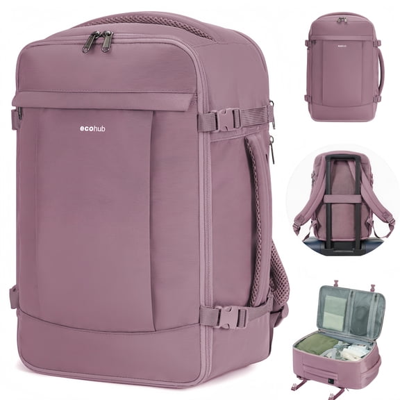 WANDF Small Travel Backpack Fit 14" Laptop, Waterproof 20L Carry On Back Pack with USB Port, Personal Item Bag 17x10x11 for Men Women, Casual Daypack for Weekender Business Hiking(Pink)