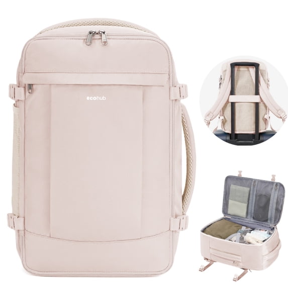 WANDF Travel Backpack with USB Port, 20L Carry On Back Pack Fit 14" Laptop, Personal Item Bag 17x10x13 for Men Women, Waterproof Casual Daypack for Weekender Business Hiking(Beige)