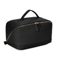 thumbnail image 1 of WANDF Travel Makeup Bag,Large Toiletry Bag for Women,Waterproof PU Leather Cosmetic Bag,Flat Open Portable Cosmetic Organizer for Skincare, Brushes,Travel Essentials(Black), 1 of 11