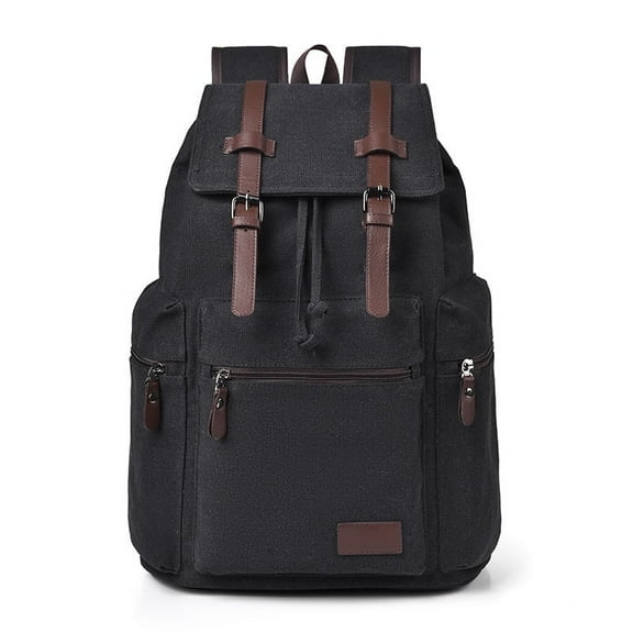 WANDF Unisex Canvas Backpack for Men Women, Durable Stylish Bag with Multi-Pockets for Colleges,Workers, Ideal for Commuting, Work, Travel, Hiking(Black Backpack)
