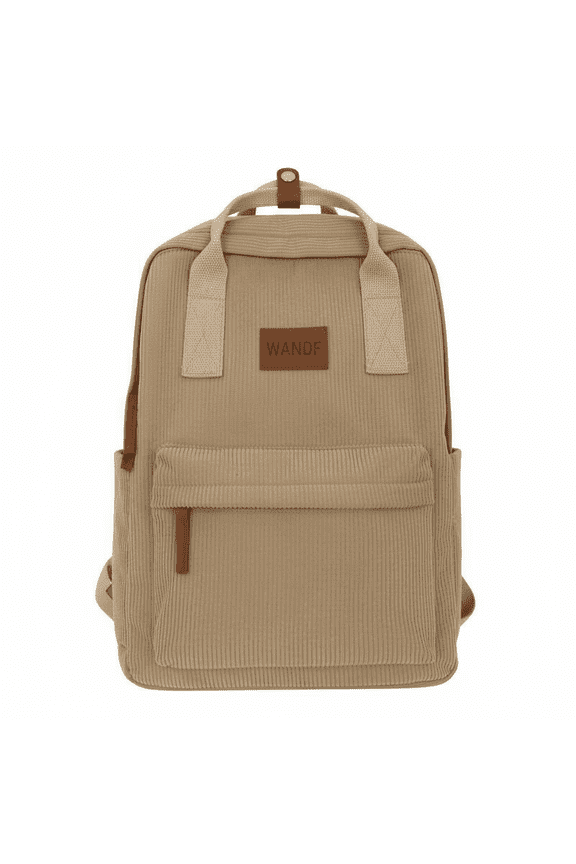 Unisex Corduroy Backpack for Women Men,14 Inch Laptop Backpack, Stylish Durable Bag with Multiple Pockets– Ideal for College, Commute, Travel(Khaki Backpacks)