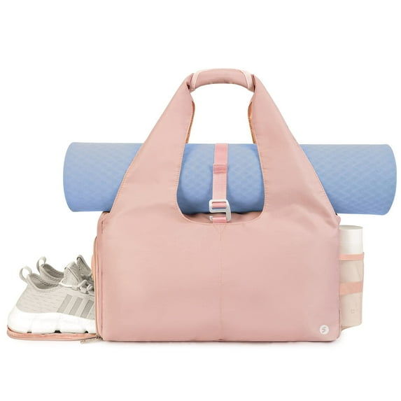 WANDF Women Gym Bag with Shoe Compartment and Wet Pocket with Adjustable Yoga Mat Holder