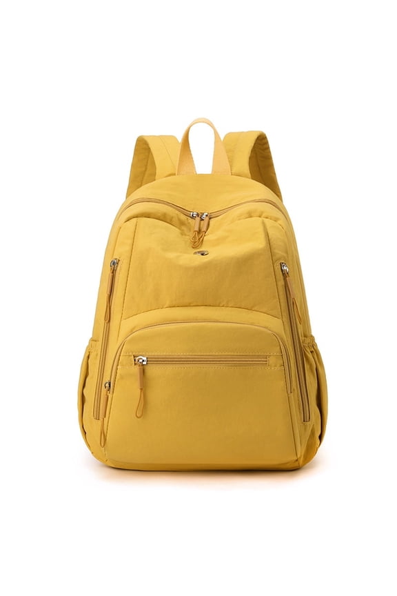 Women's Lightweight Nylon Backpack,25L Small Hiking Backpack for Ladies,College,14" Laptop Backpack with Multiple Zipper Pockets,Waterproof Daypack for Travel Work Casual(Yellow)