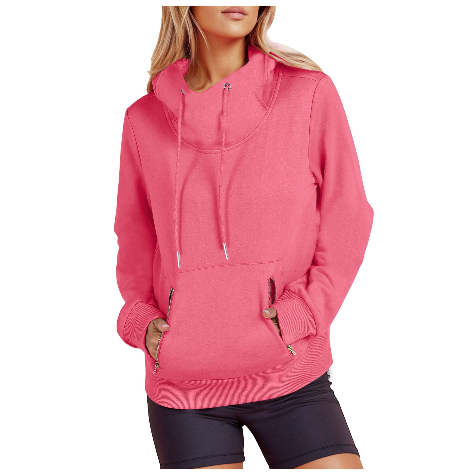 WANGANGEOP Women Sweatshirts Tops with Solid Color Hooded