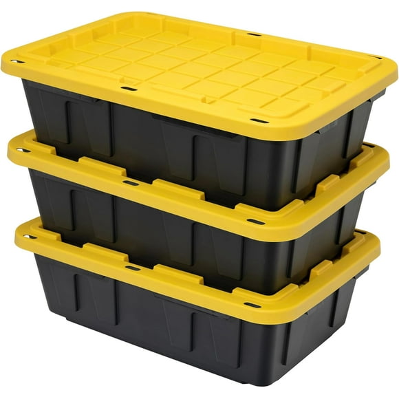 WANGBOY 15-Gallon Heavy Duty Tough Storage Container & Snap-Tight Lid, (9.5”H x 20.6”W x 30.6”D), Weather-Resistant Design and Stackable Organization Tote