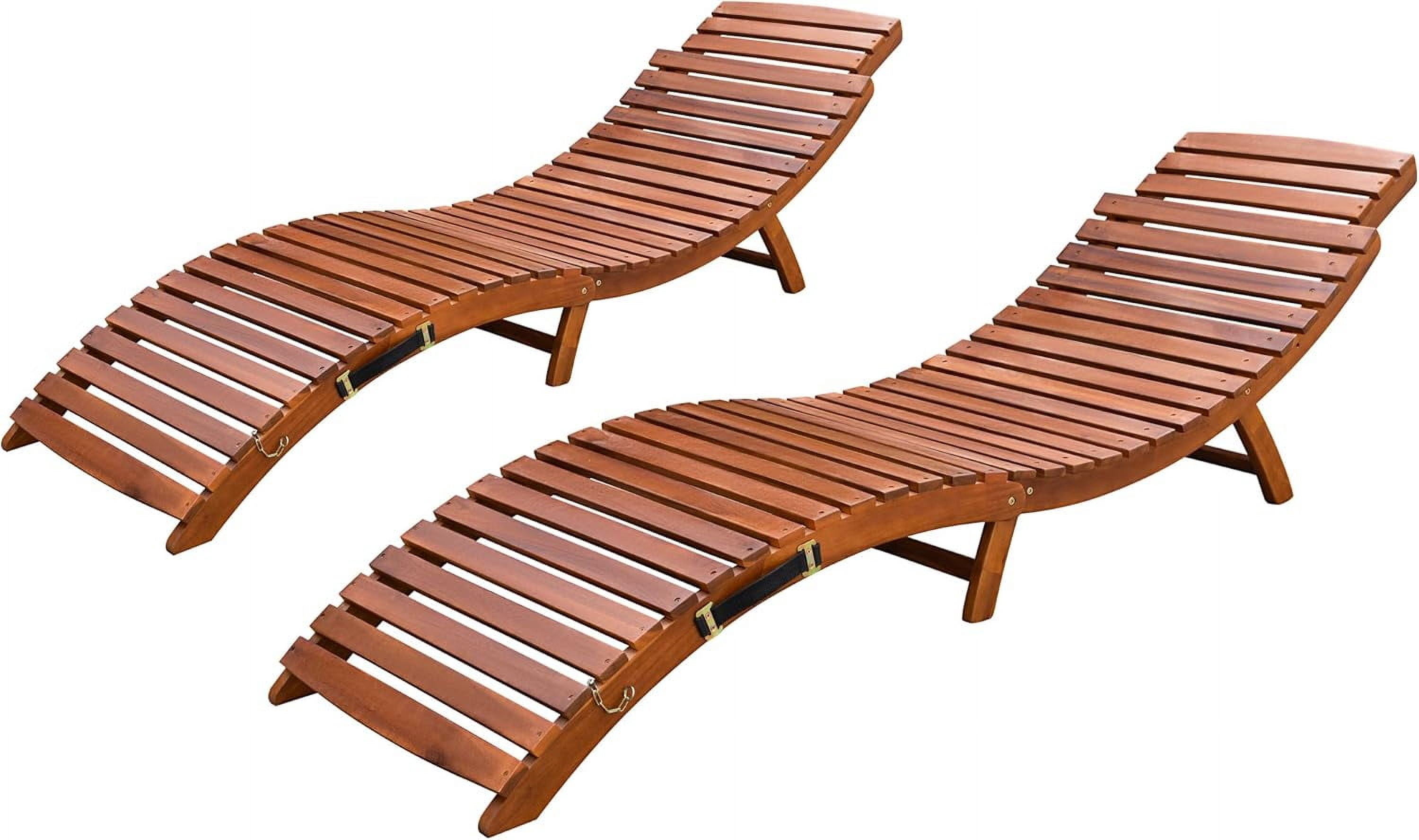 WANGBOY Patio Chaise Pool Lounge Outdoor Folding Wooden Lounge Chair ...