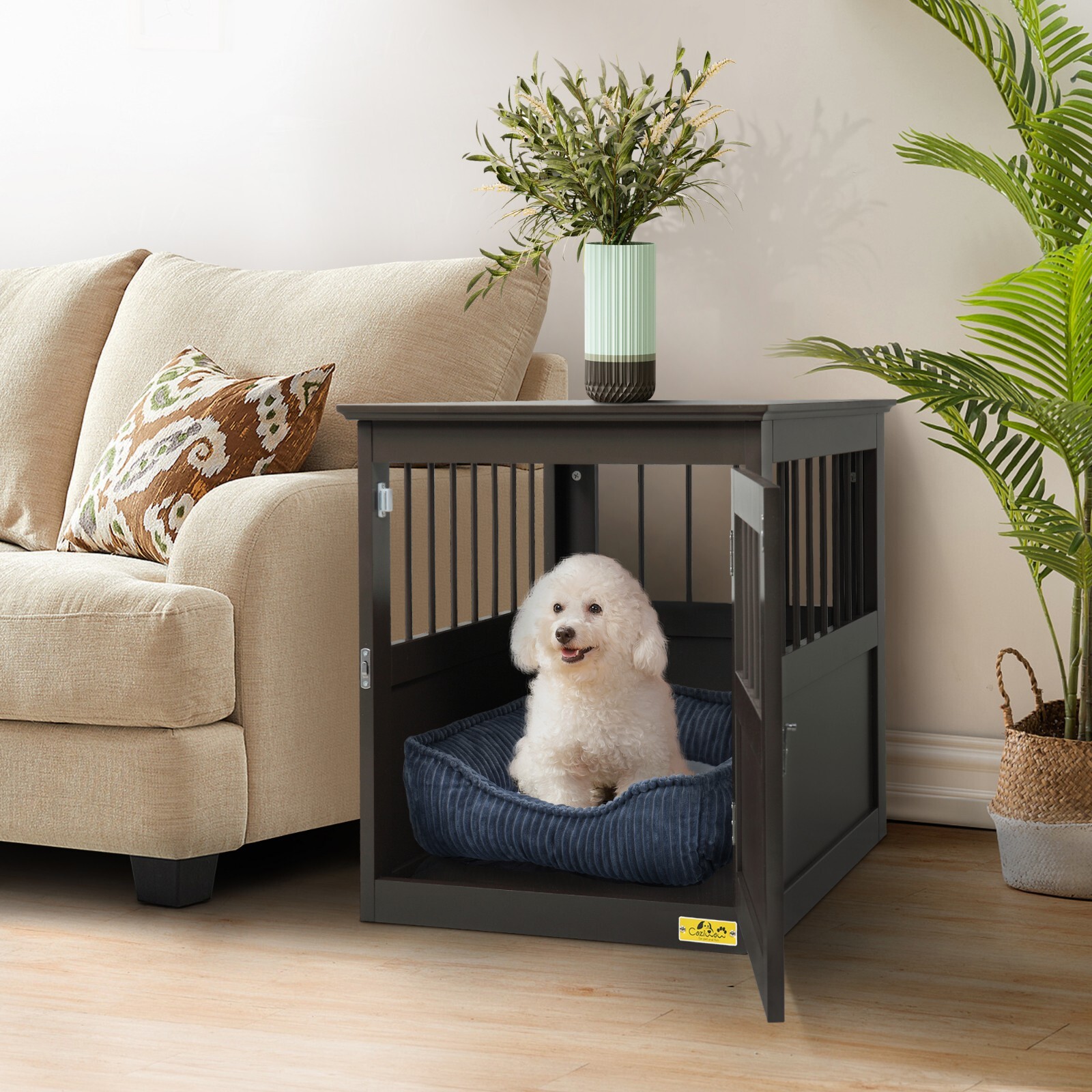 WANGBOY Wooden Dog Crate Kennel Cage Bed Night Stand End Table Wood — free download