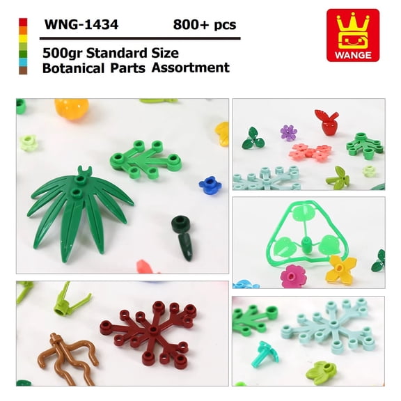 WANGE Interlocking Building Block Assortment WNG-1434 Botanical Parts Over 800 Pieces 500g