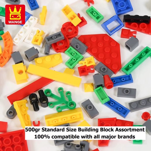WANGE Interlocking Building Block Assortment WNG-1435, Standard Size, 500 Gram, Compatible With All Major Brands, Random Colors