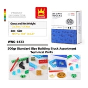 WANGE Interlocking Building Blocks Assortment WNG-1433 Technical Parts, 500 gr 1.1 lbs, Compatible with All Major Brands