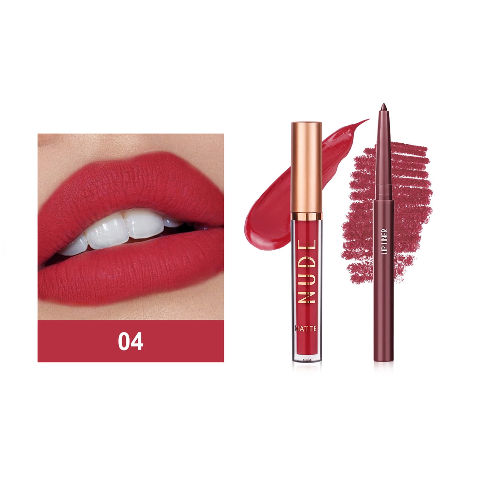 WANGJIAOID 01 Crush Lip Gloss Lipstick And Lip Liner Set For Long