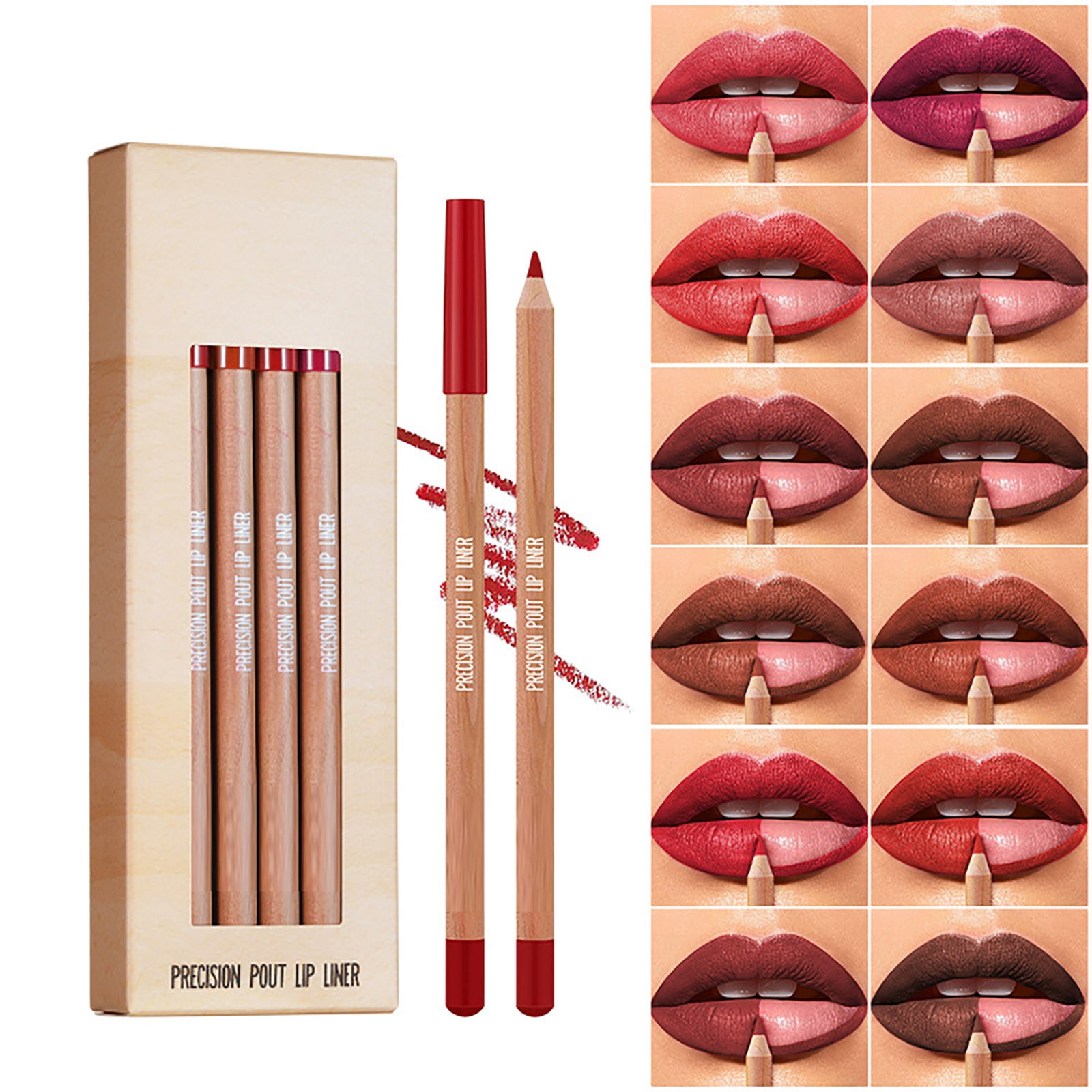 WANGJIAOID 12 Color Lipstick & Lip Liner Set Long Lasting Lip Pencil
