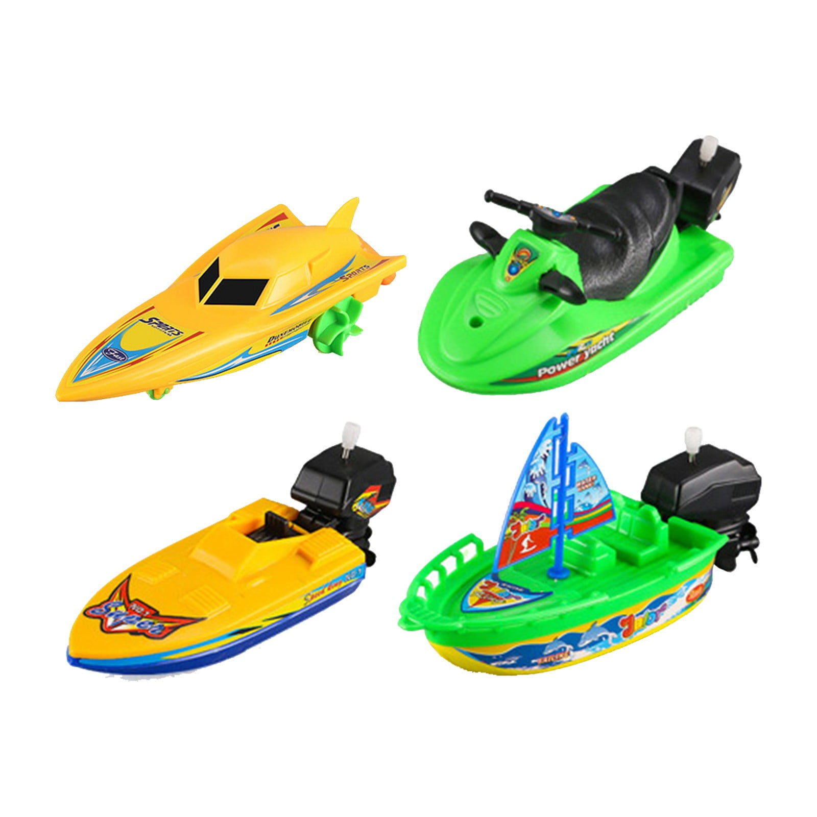 WANGJIAOID 4 Pack Boat Bathtub Toy Funny Speed Boat Bathtub Toy