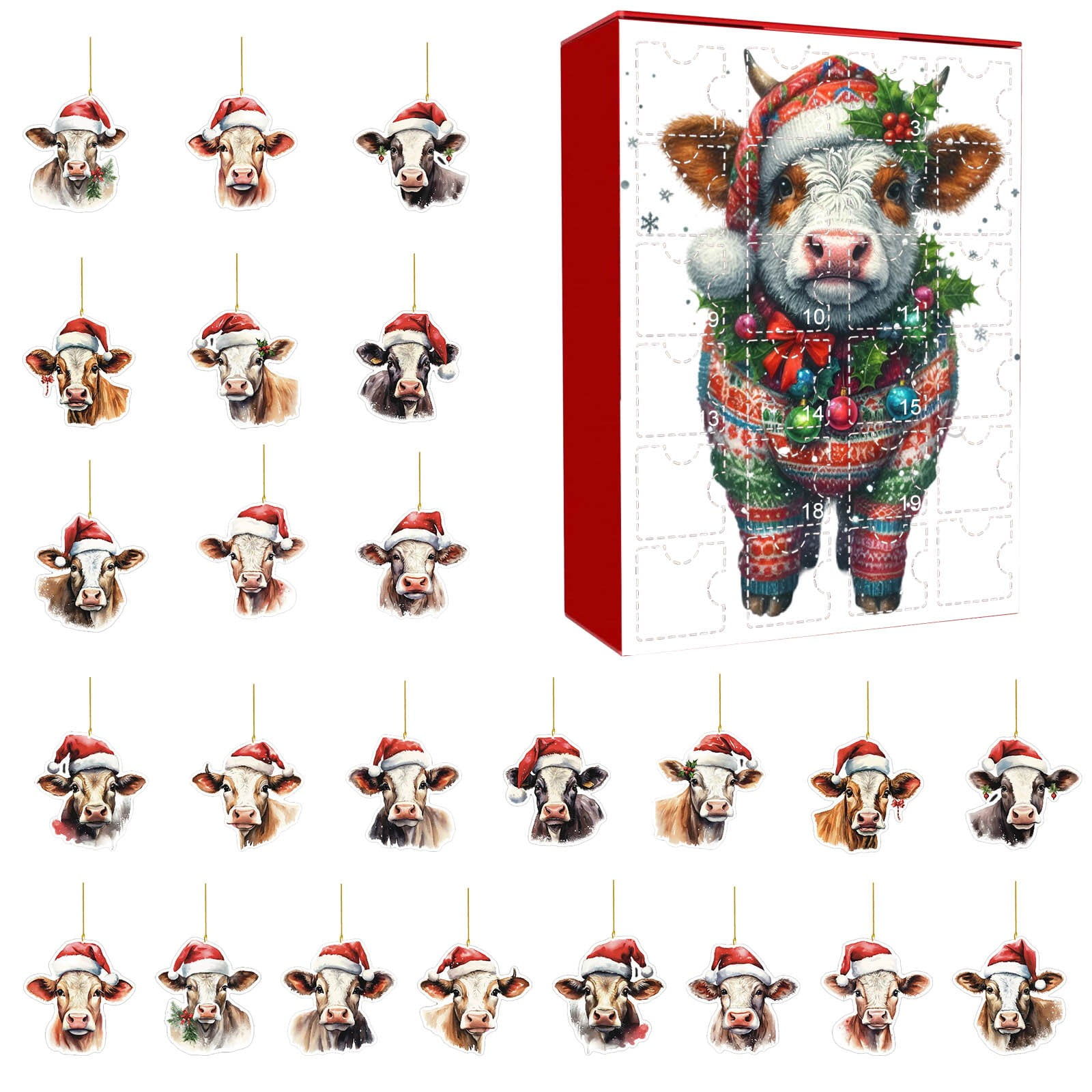 WANGJIAOID Christmas Countdown ! Adorable Cow Acrylic 2D Charms