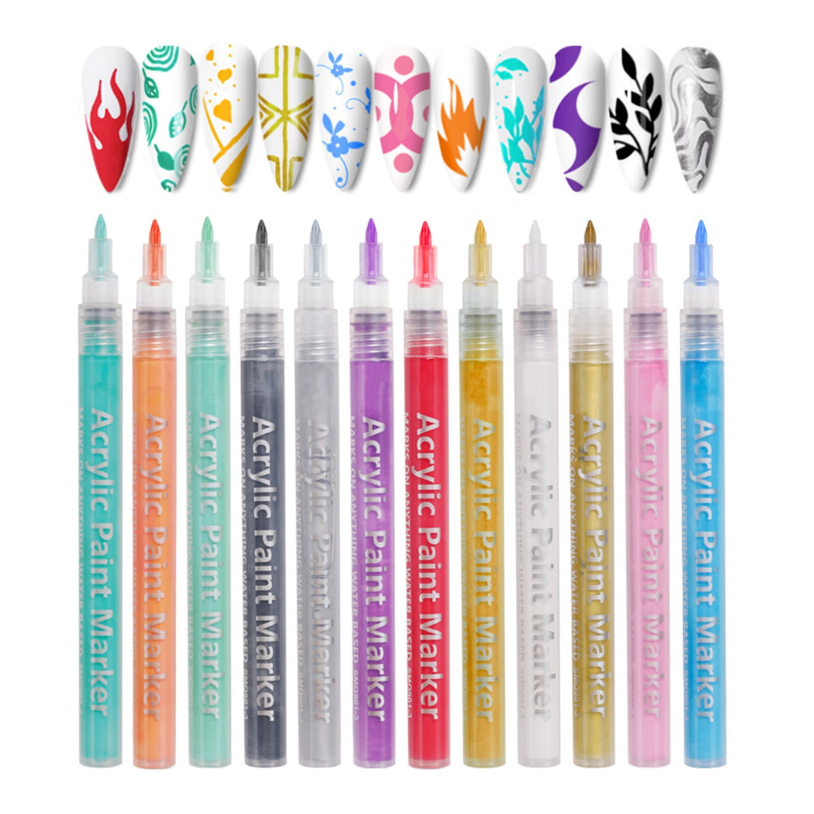 WANGJIAOID Colorful Pens Acrylic Marker Set For DIY Nail Design Precise