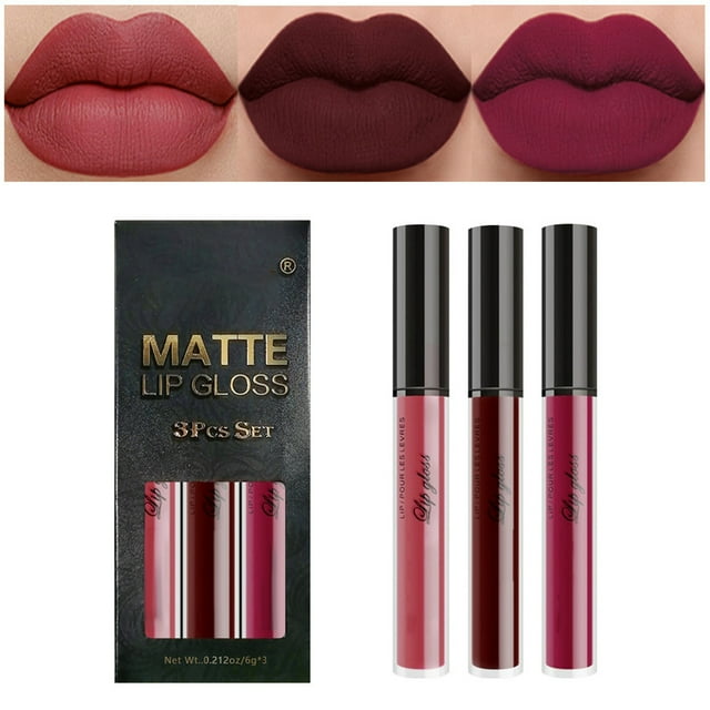 WANGJIAOID Heart And Lipstick Rose 3Pcs Mauve Berry Rose Red Liquid ...