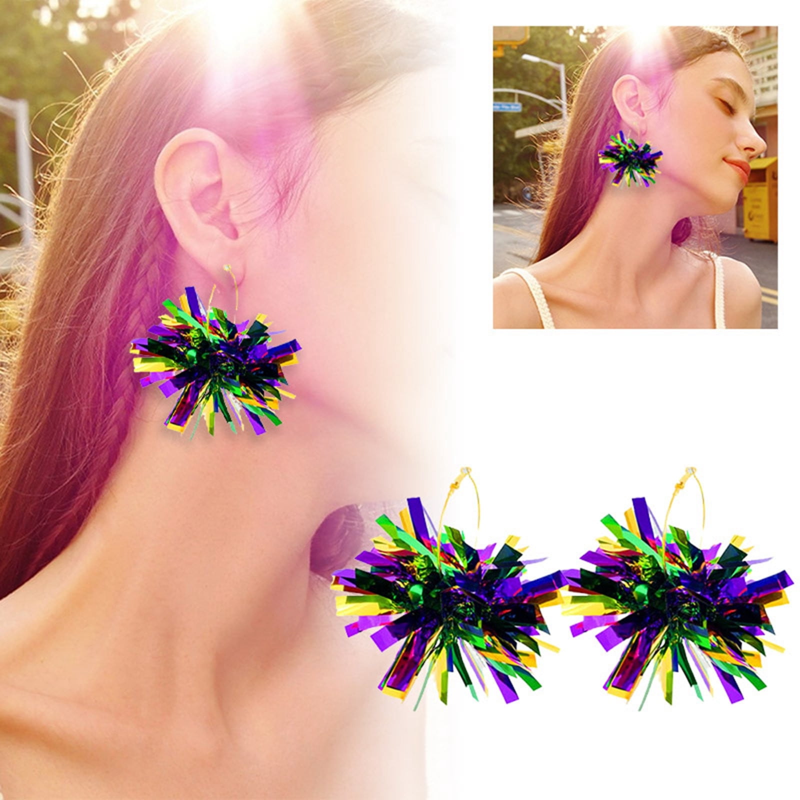 WANGJIAOID Hoop Carnival Earrings And Colorful Accessories To Ignite
