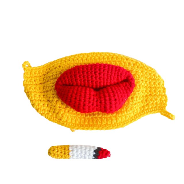 WANGJIAOID Horns Clip on Funny Joke Crochet Pattern Face Lip Mouth With