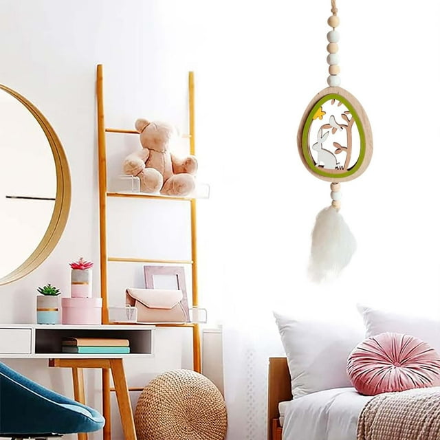 WANGJIAOID House Ornament Set Creative Easter Ornaments Wooden Pendants