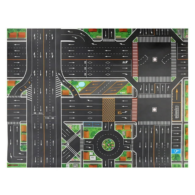 WANGJIAOID Kids Play Mat City Road Building Parking Map Carpet With