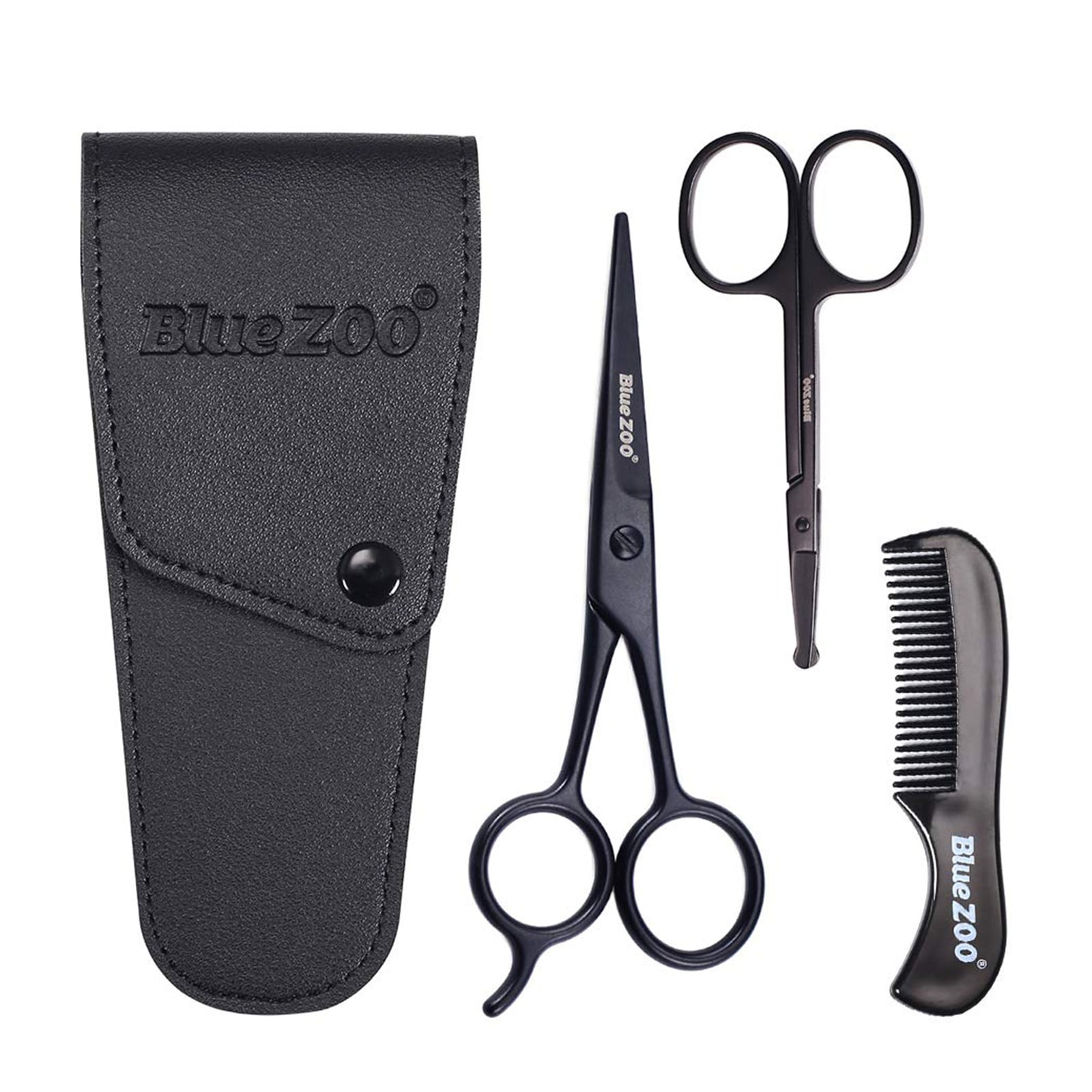 WANGJIAOID Metal Bead Roller Beard Mustache Scissors And Comb Set Kit