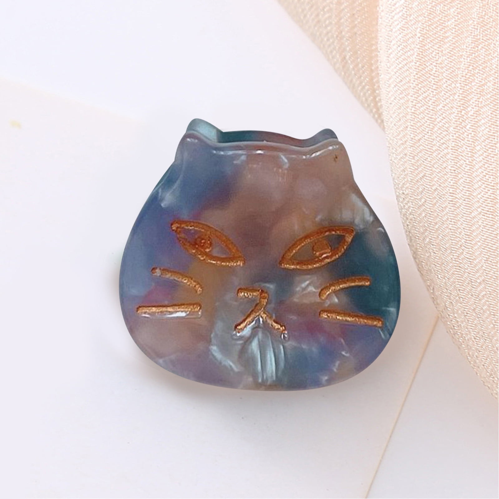 WANGJIAOID Metal Hair Barrettes Thick Hair Large Hand Painted Tiny Cat