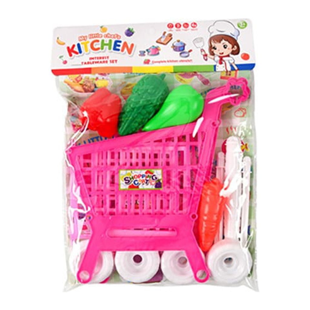 WANGJIAOID Shopping Cart Fruit And Vegetables Pretend To Play Children