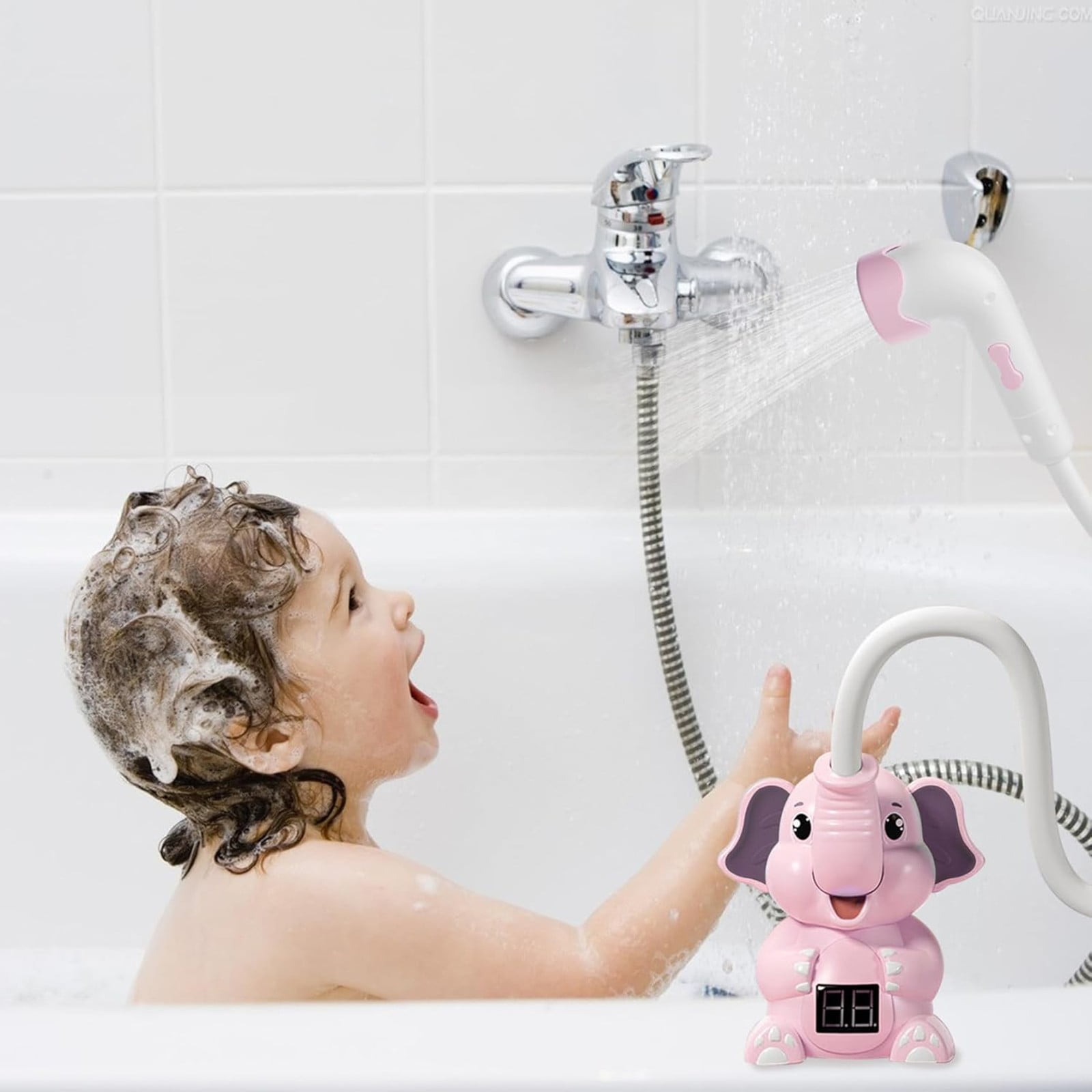 WANGJIAOID Smart Baby Showerhead With Digital Elephant Design Gentle